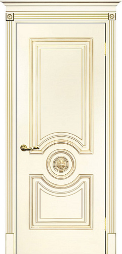 Дверь Текона эмаль Smalta 18 слоновая кость RAL 1013 патина золото, глухая
