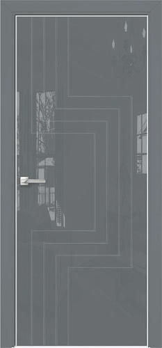 Дверь Оникс Арт, лакобель серый RAL 7040, гравировка №2