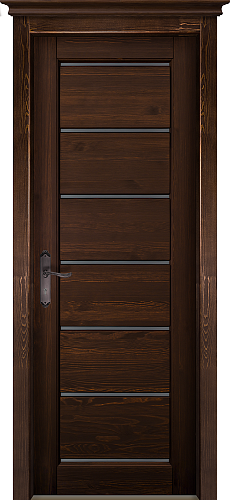 Дверь ОКА браш массив сосны Премьер плюс (ПЧО) античный орех, стекло матовое белое