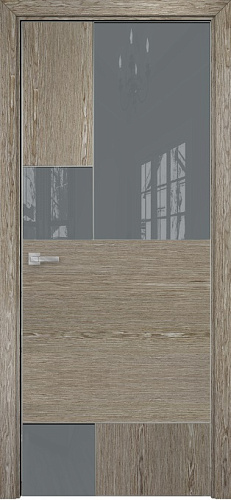 Дверь Оникс New York акация, глухая с вставкой лакобель RAL 7040