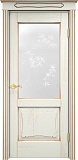 Дверь ПМЦ массив дуба Д6 эмаль F120 с золотой патиной, стекло 6-6