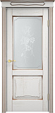 Дверь ПМЦ массив дуба Д6 белый грунт с патиной орех, стекло 6-3