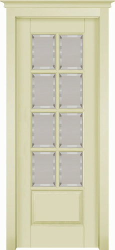 Дверь ДР массив ольхи Лондон эмаль слоновая кость, мателюкс с фацетом