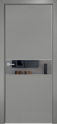 Дверь Оникс Вирджиния эмаль RAL 7036, глухая с зеркальной вставкой