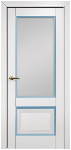 Дверь Оникс Тоскана 2 эмаль белая/голубая, сатинат белый