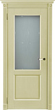 Дверь ДР массив дуба Селена эмаль слоновая кость, стекло мателюкс с гравировкой