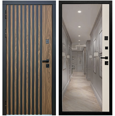 Входная дверь Матадор MXL-1 орех американский мокко/панель зеркало 1, софт шампань