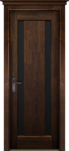 Дверь ОКА браш массив сосны Милан античный орех, стекло графит