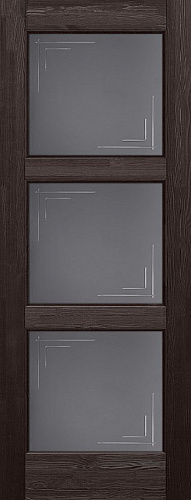 Дверь ОКА браш массив сосны Турин венге, стекло графит