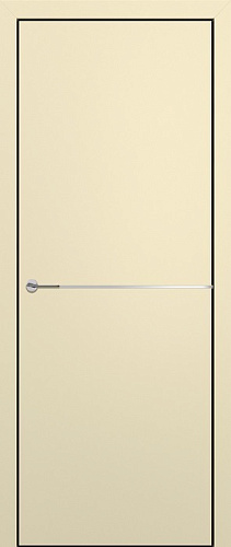 Дверь Z K10 полипропилен крем, ALU кромка черная, молдинг серебро, глухая