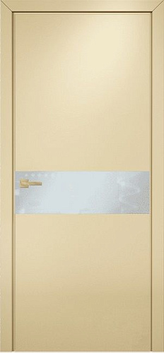 Дверь Оникс Соло эмаль RAL 1015, глухая, стекло Lacobel белое матовое