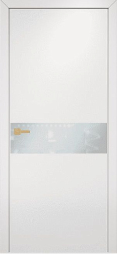 Дверь Оникс Соло эмаль белая, глухая, стекло Lacobel белое матовое
