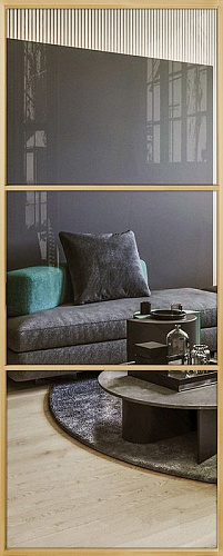 Перегородка Alum №3 золото, стекло прозрачное бронза