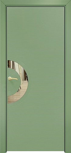 Дверь Оникс Диамант эмаль RAL 6021, глухая с зеркальной вставкой