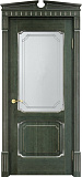 Дверь ПМЦ массив ольхи ОЛ7.2 зеленый с патиной серебро, стекло 7-3