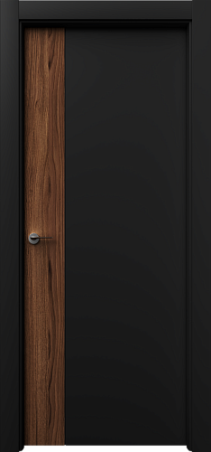 Дверь Неом эмаль RAL 9005, шпон орех американский, глухая