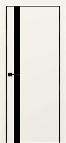 Дверь Эко 211 бежевый, кромка AL черная SB с 4-х сторон, lacobel черный