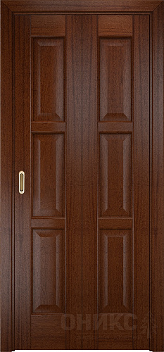 Дверь-книжка Оникс Квадро красное дерево с черной патиной, глухая