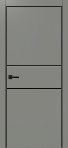 Дверь Эко 203 серый молдинг SB, кромка AL черная SB с 4-х сторон, глухая