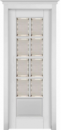 Дверь ДР массив ольхи Лондон эмаль белая, мателюкс с фацетом