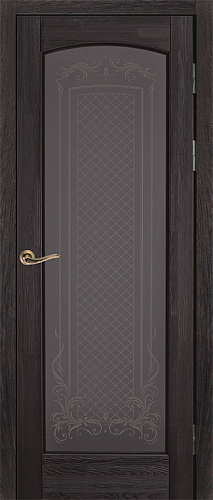 Дверь ОКА браш массив сосны Витраж венге, стекло графит закаленное