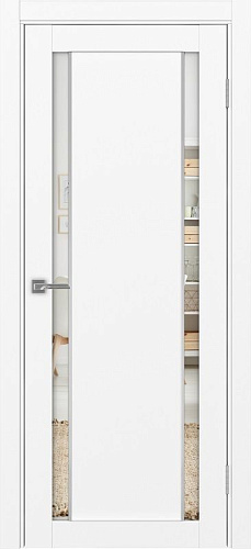 Дверь Эко 522.212 АПП белый снежный молдинг SC, стеклопакет зеркало