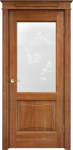 Дверь ПМЦ массив дуба Д6 орех 10%, стекло 6-6