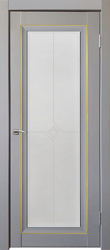 Дверь ДР экошпон Деканто ПДО 2 бархат grey вставка золотистая, сатинато белое