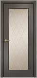 Дверь Оникс Италия 1 серый дуб, сатинат бронза гравировка Ромбы