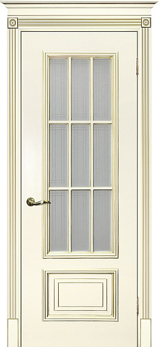 Дверь Текона эмаль Smalta 08 слоновая кость RAL 1013 патина золото, остекленная