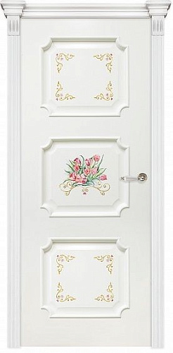 Дверь Оникс Валенсия эмаль белая со сложной росписью 2, глухая
