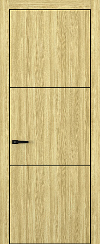 Дверь Z K11 toppan дуб натуральный, ALU кромка черная, молдинг черный, глухая