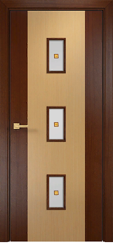 Дверь Оникс Комби красное дерево\анегри, сатинат с фьюзингом