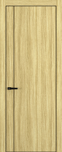 Дверь Z K14 toppan дуб натуральный, ALU кромка черная, молдинг черный, глухая