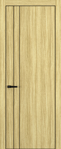 Дверь Z K15 toppan дуб натуральный, ALU кромка черная, молдинг черный, глухая