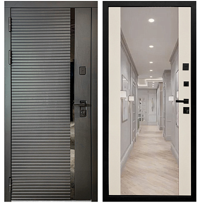 Входная дверь Матадор MXМ-6 антрацит софт/панель зеркало 2, софт шампань