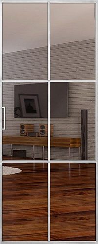 Перегородка Alum №7 хром, стекло прозрачное бронза