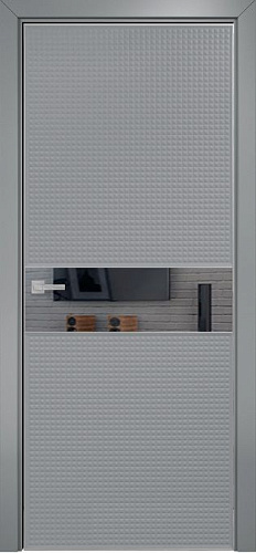 Дверь Оникс Вирджиния эмаль RAL 7040, глухая с зеркальной вставкой