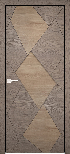 Дверь ПМЦ Design массив дуба Romb смоки, белый иней, глухая
