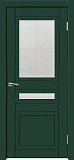 Дверь ДР экошпон Деканто ПДО 4 бархат зеленый вставка черная, сатинато белое