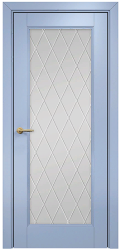 Дверь Оникс Италия 1 эмаль голубая, сатинат белый гравировка Ромбы