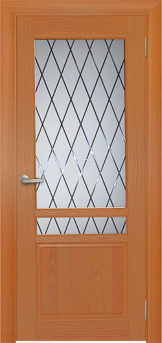 Дверь Берест массив сосны Вега орех, стекло ромбы