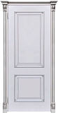 Дверь ДР Финеза Итало Багет-32 эмаль белая патина серебро, глухая