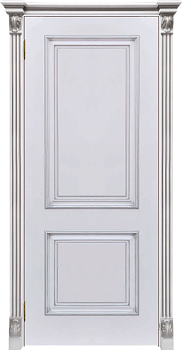 Дверь ДР Finezza Итало Багет-32 эмаль белая патина серебро, глухая