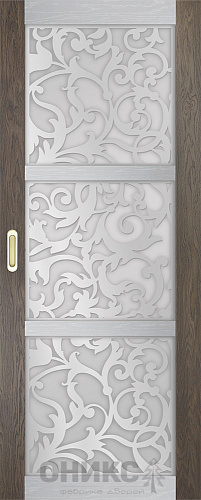 Перегородка Оникс №2 дуб античный/серебро/Р-№2, сатинат белый