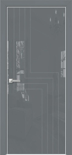 Дверь Оникс Арт, лакобель серый RAL 7040, гравировка №1