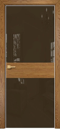 Дверь Оникс Соло 2 дуб золотистый, глухая, Lacobel RAL 8028