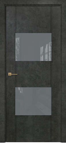 Дверь Оникс Парма бетон темный, глухая лакобель RAL 7040