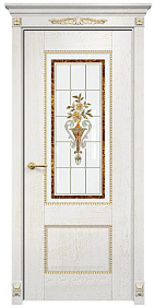 Недавно просмотренные - Дверь Оникс Александрия 2 эмаль белая патина золото, триплекс заливной витраж
