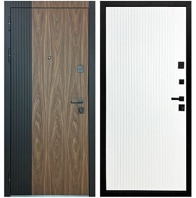 Входная дверь Матадор MXL-2 орех американский мокко/панель Вертикаль, белая матовая